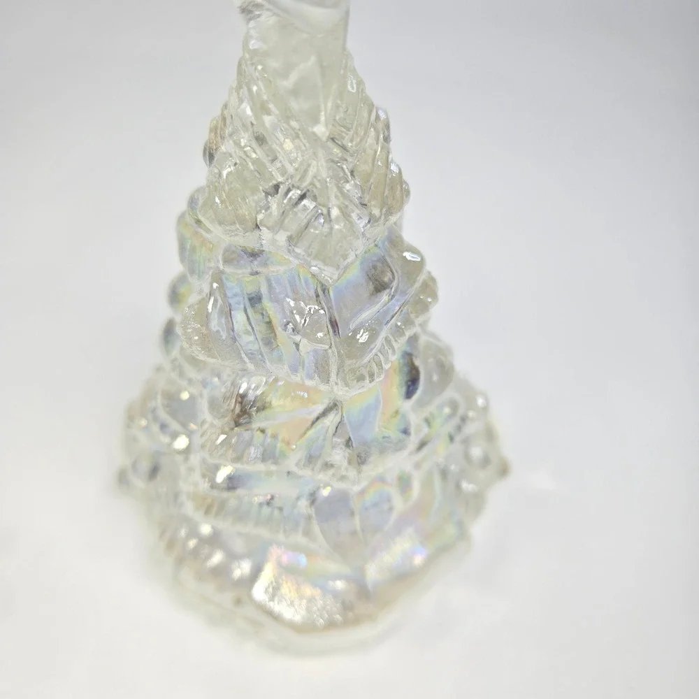 Vintage Clear Iridescent Carnival Glass Christmas Tree Star Topper Holiday Decor